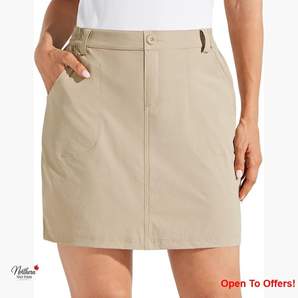 Women's Quick Dry Skort with Zip Pockets, UPF 50+ Nylon Spandex Fabric